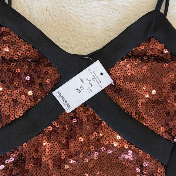 BEBE Sequin Bronze and Black Mini Dress - Picture 7 of 7